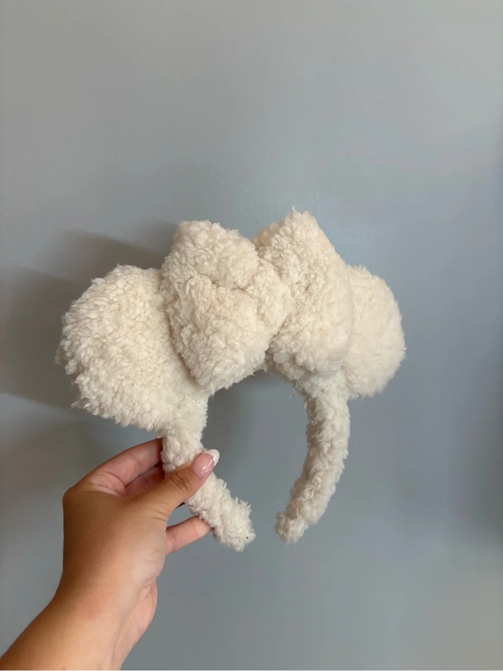 Handmade Plush Cream Fuzzy Minnie Ear Headband for adults